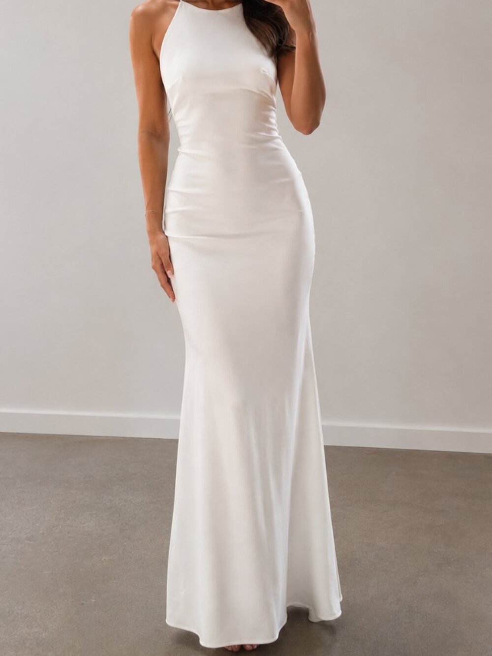 Lulu's Ivory High-Neck Maxi Dress